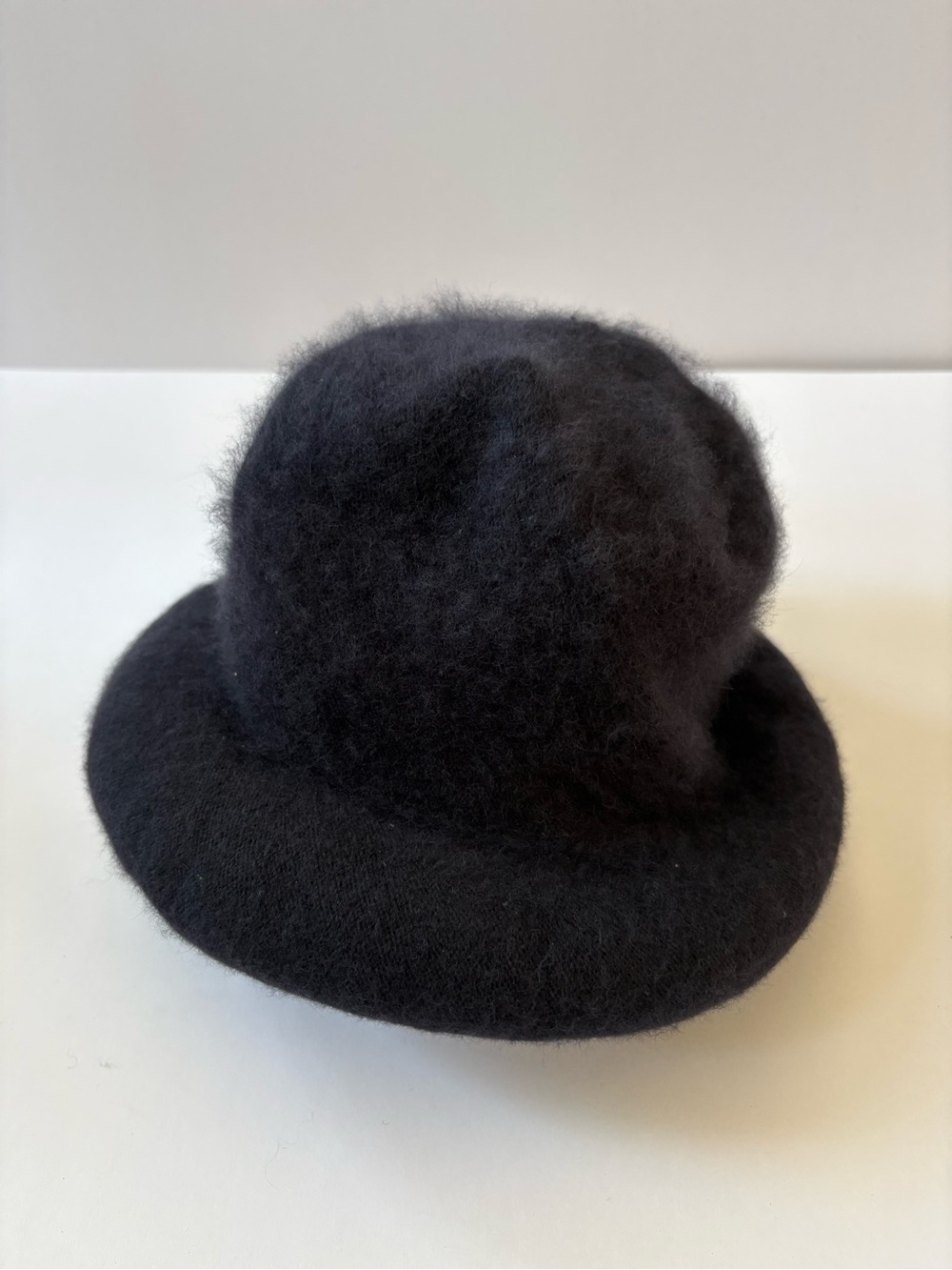 VNTG Parkhurst Wool Angora Hat Bucket Fuzzy Very Dark Blue Minimalist Y2K 90s